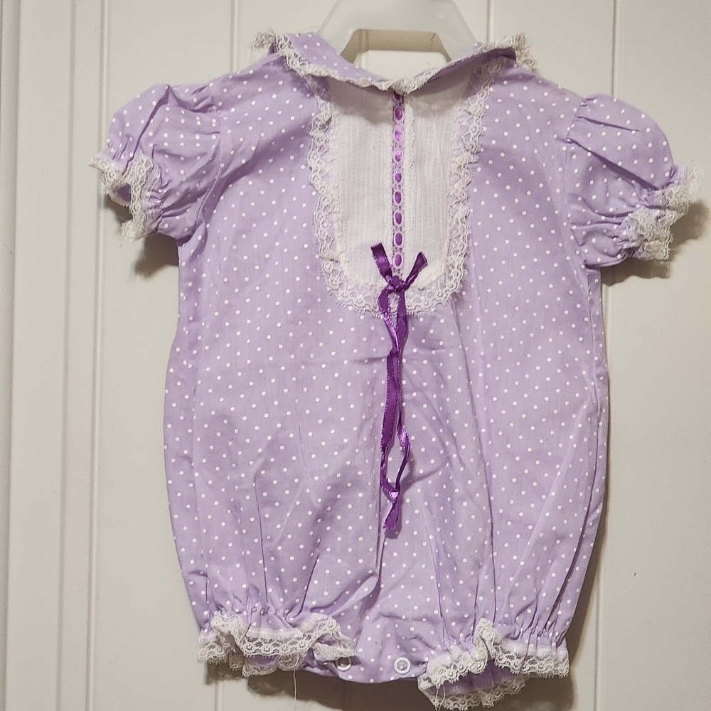 Vintaje Purple Polka Dot Baby Romper